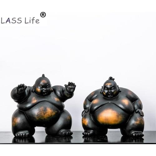 Japanese Sumo Art Craft Resin Sculpture Living Room TV Cabinet Desktop Decor Statues for Home Office Accessories Ornaments Gift