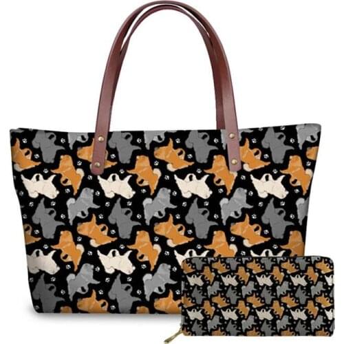 NOISYDESIGNS Chow Dog Printing Shoulder Bags for Women Large Capacity Handbags Ladies Fashion Hand Bag Females Top-Handle Bags