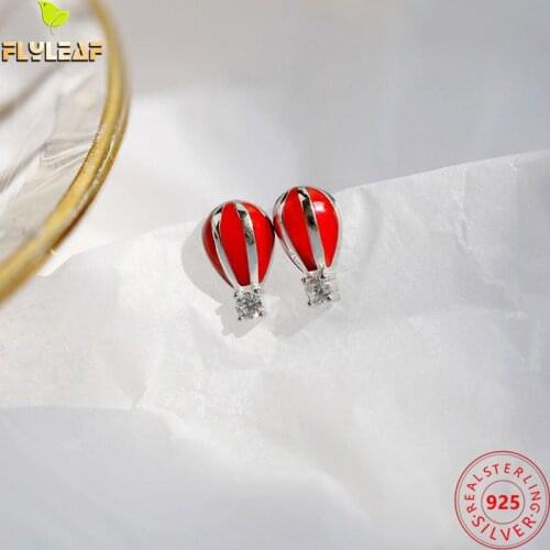 925 Sterling Silver Hot Air Balloon Zircon Stud Earrings For Women Exquisite Female Fashion Fine Jewelry Summer New Arrival