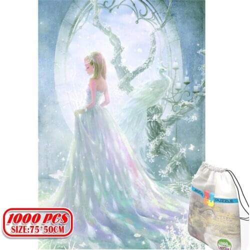 1000Pcs The White Peacock Dress 3D Jigsaw Puzzles Adults Game Toys for Toys Boring Game Building Assembling Educational Toys