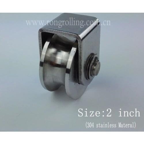 2 inch sliding gate stainless steel wheel U groove with 2pcs 6000RS bearings