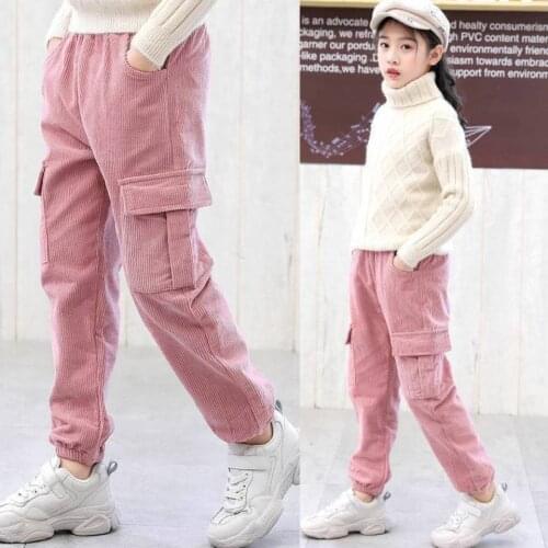 2020 New Arrivals Autumn Winter Girls Corduroy Regular Straight Pants Kids Girl Clothes Casual Children Cotton Long Trousers
