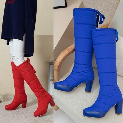 Women Platform Winter Shoes Comfort Waterproof Non-Slip Ladies Winter Boots Thick Fur Bottines for Girls Femmes High Heel Bottes