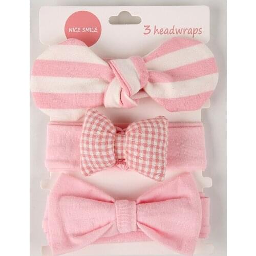 3Pcs/Set Baby Bows Headband Printing Soft Cotton Elastic Turban Newborn Baby Girl Christmas Gift Hair Accessories Girls JFNY239