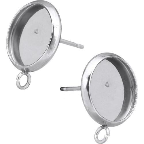 30pcs/lot Stainless Steel Inner Size 6/8/10/12/14mm Ear Stud Pins Base Round Earring Base Setting for DIY Earrings Jewelry