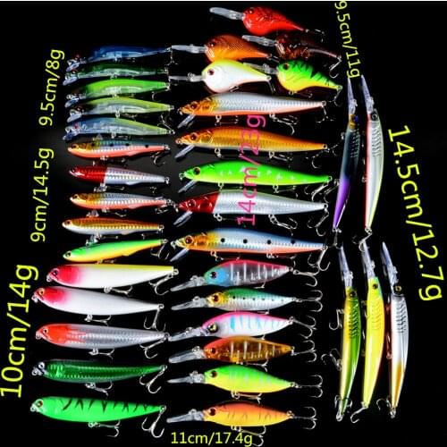 36pcs/Set Fishing Lures Mixed 7 Different Style Hard Baits Fishing Wobblers Bait Artificial Made Good Quality Fishing Tackle