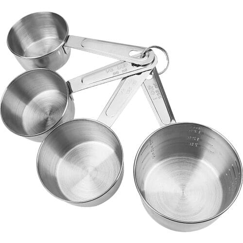 4Pcs/Set with Scale Stainless Steel For Flour Food Coffee Cooking Kichen Accessories Measuring Cup Baking Tools Measuring Tools