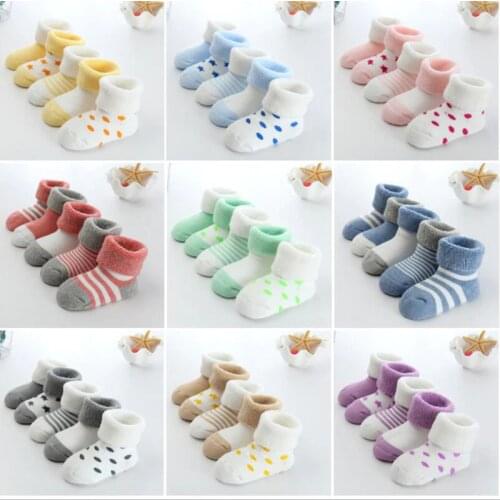5Pairs/set Newborn Cotton Socks Autumn Winter Baby Girls Boys Kids Socks Infant Striped Baby Warm Socks Toddler Socks