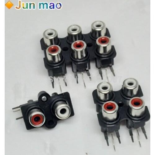 5Pcs 2/4/6-hole RCA mother stereo audio jack AV audio input socket connector Lotus discharge device interface signal connection