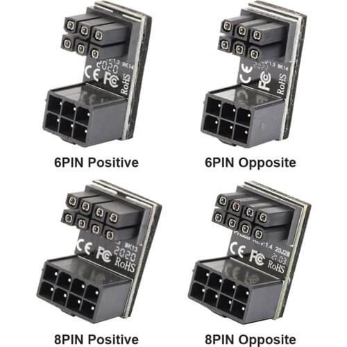 ATX 8 Pin Graphics Card Adapter VGA PSU Adapter Elbow GPU Power Steering Connector PCIE 6pin 8pin 180 Degree Rotation