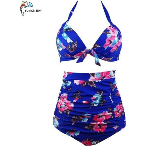 Bikini 2018 New Sexy Bikinis Women Swimsuit High Waisted Bathing Suits Swim Halter Push Up Bikini Set Plus Size Swimwear 3XL