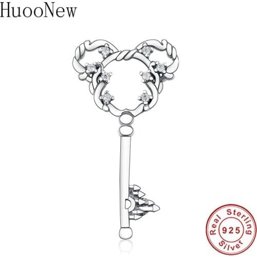 925 Sterling Silver Plant Mickey Shape Key Zirconia Bead Fit Original Pandora Charm Bracelet Necklace Making Handmade Berloque