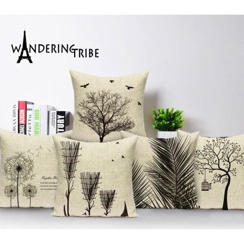 Nordic Cushion cover Scandinavian Maple Leaves Pillowcases Linen Printed Botanical Pillow Home Sofa Decor Cushion cover Cojin