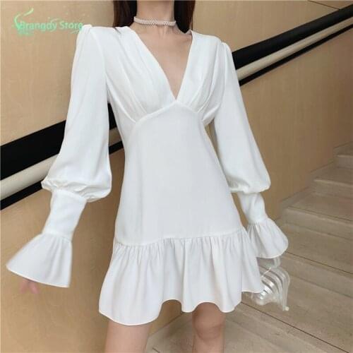 COTTAGECore Harajuku Korean Style Fashion Elegantes Sexy White Fairy Mini Dress Vintage Clothes Sundress Sukienka Designer