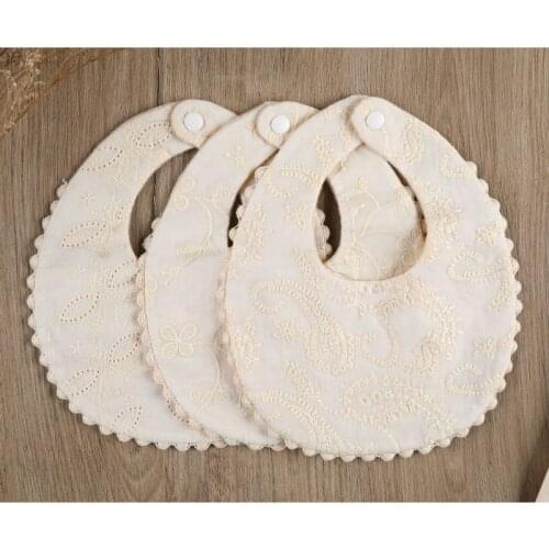 Baby Bibs Newborn Embroidery Floral Princess Cotton Bandana Feeding Saliva Towel F3ME