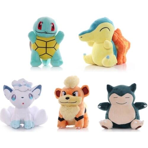 1Pcs 30-35cm Snorlax Squirtle Cyndaquil Growlithe Vulpix Plush Toys Dolls Kawaii Clip Soft Stuffed Peluches Gifts for Kids