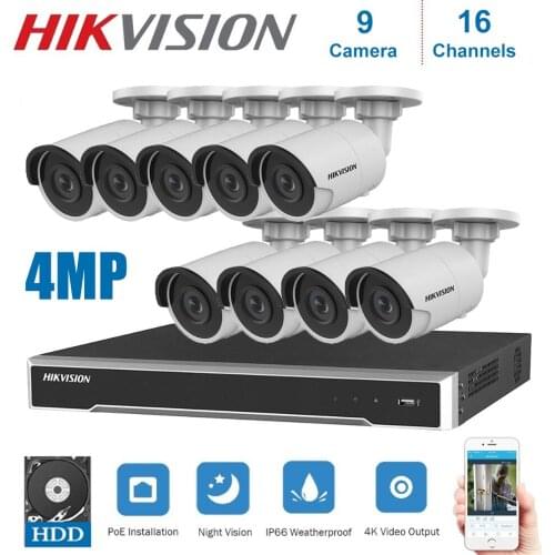 Hikvision 16Channels POE NVR Video Surveillance Kits with 4MP IP Camera Netwerk Security Night Vision CCTV Security System Kits