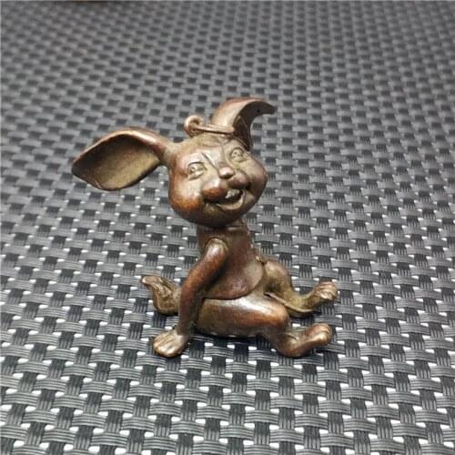 Collection Pure Copper Zodiac Rabbit Solid Copper Rabbit Little White Rabbit Big Ears Cute Rabbit Tea Pet Home Decorations Gift