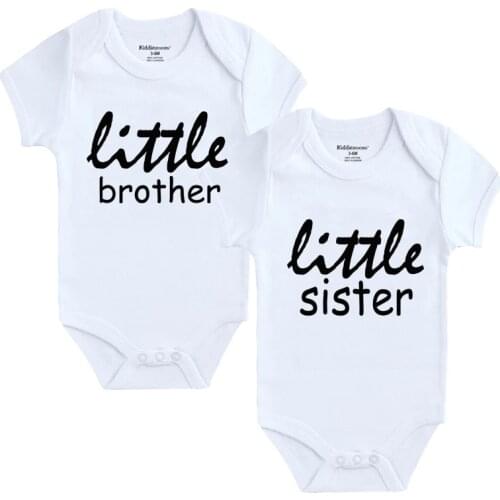 Little Brother Little Sister Newborn Baby Girl Jumpsuit Unisex Casual Soft Romper Twins Short Sleeve Announcement Clothes Babies
