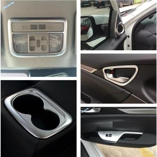 Lapetus Matte Interior Refit Kit For Honda Civic 2016 - 2020 Roof Reading Lights Lamps / Inner Door Handle Bowl Frame Cover Trim