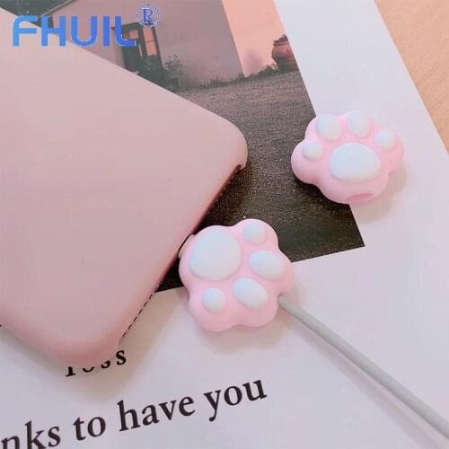 Cute Cat-pad Cable Winder Holder Earphone Mouse Cord Adorable Protective Sleeve Charger Cable Organizer Wire For iphone USB Type