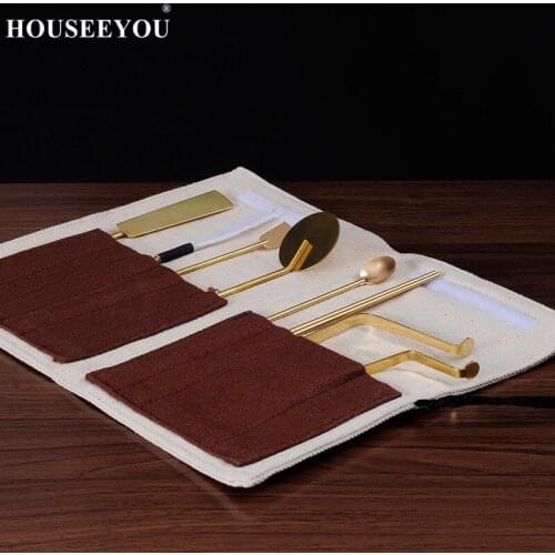 7Pcs/lot Incense Tool Set Grey Spoon Bag Incense Equipment Incense Burner Tools Buddhist Zen Meditation Yoga Prayer Supplies