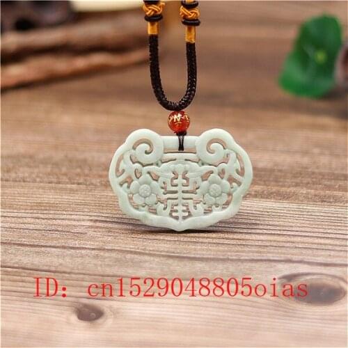 Natural White Chinese Jade Bat Pendant Flower Necklace Fashion Charm Jewelry Double-sided Hollow Carved Amulet Gifts for Her Men