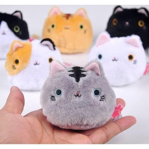 NEW 1PCS 6 Colors Kawaii 8CM Cats Stuffed TOYS Keychain Cat Gift Plush TOY DOLL for Kids Party Birthday Plush Toys for Girl