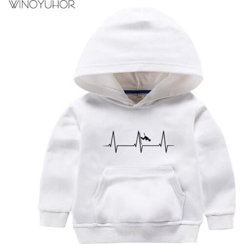 2020 Brand New Autumn Winter Kids Sweatshirts For Boys Girls Skiing Downhill Heartbeat Print Hoodies Baby Child Cotton Outwear