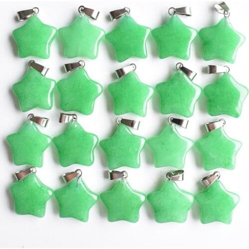 Wholesale 50pcs/lot good quality natural stone green five star charms pendants for diy jewelry making free shipping