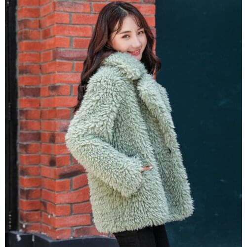 Faux Fur Coat Warm Jacket Winter Fashion Jacket Women Long Sleeve Thicken Warm Loose Outwear Casual Slim Fur Coat L1810