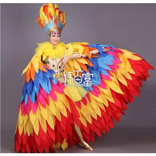 Luxury Stage clothes for Turkey Opening dance Feather headdress Dance dress Carnival