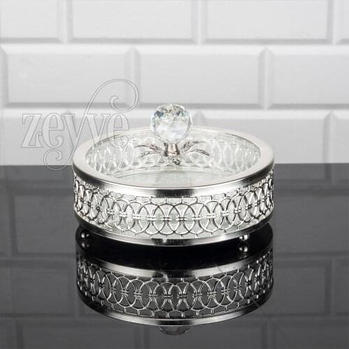 Sugar Bowl Serving Tray Luxury Service Plate Golden Silver Round With Cap Turkish Arabic Oriental Eastern