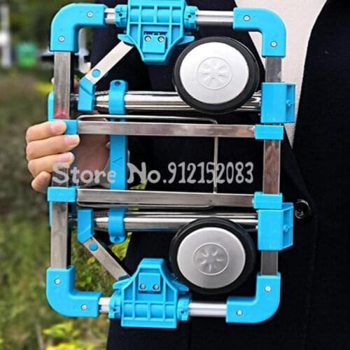 Stainless Steel Mini Folding Trolley Home Light Portable Supermarket Shopping Travel Trolley Luggage Cart School Bag Trailer