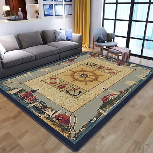 Modern Cartoon Anchor 3D Printing Carpets For Living Room Bedroom Decor Carpet Child Antiskid Kids Crawl Rugs Play Area Mat Room