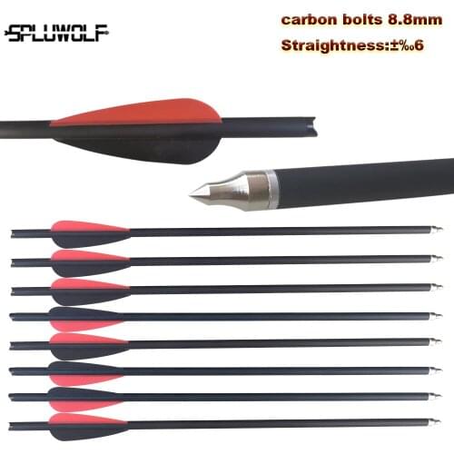 6 PCS 13.5"16"17"18"20"22" 2 Red 1 Black Feathers Target Archery Bow Arrows Carbon 400 for Crossbow Bolts Hunting