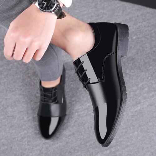 Mazefeng Italian Black Formal Shoes Men Loafers Wedding Dress Shoes Men Patent Leather Oxford Shoes for Men Hommes Pointed Toe