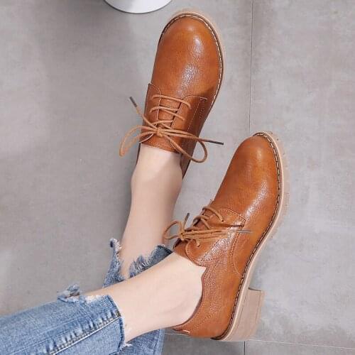 Women Flats Oxfords Shoes Genuine Leather Women Loafers Shoes Ladies Lace Up Sneakers Shoes Women Winter Shoes