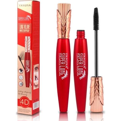4D Silk Fiber Mascara Lengthening Waterproof Long Lasting Curling Thick Waterproof Mascara Long Eyelashes Extension Make Up