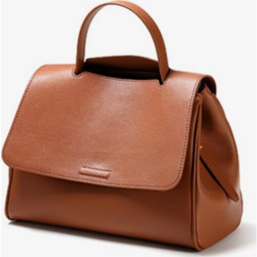 Coated Cowhide Leather Large Capacity Tote Bag Solid Color Crossbody Bag For Ladies 2021 New Arrival Winter Handbag