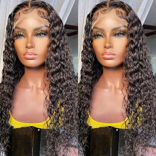 Curly 13*4 Lace Front Human Hair Wigs Scalp Top Closure Wig With Baby Hair Brazilian Remy Deep Curly Lace Wigs Bleached Knots