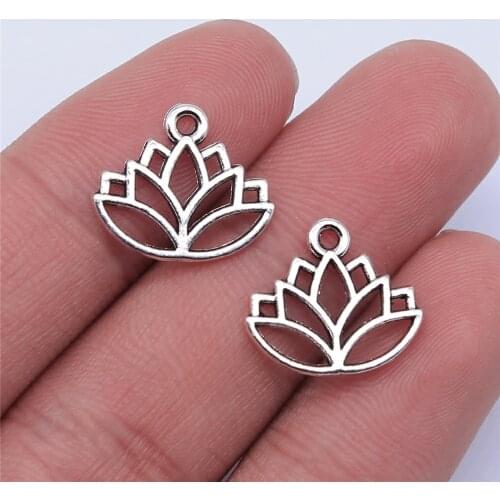 WYSIWYG 20pcs Charms Lotus Antique Gold Color 16x14mm Metal Alloy Jewelry DIY Accessories