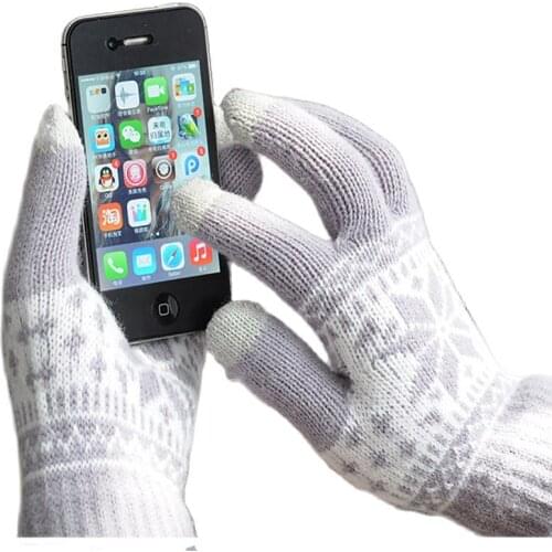 2pairs winter imitation wool jacquard Touch screen gloves,igloves for phone pad