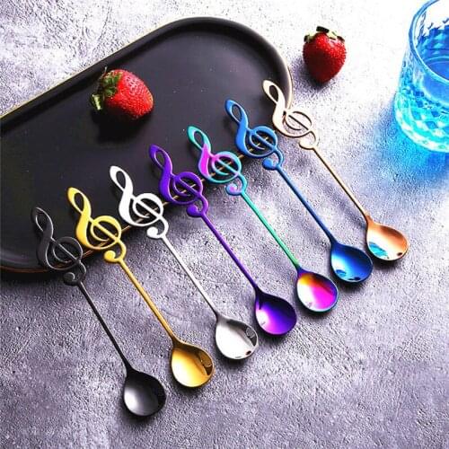 1pcs/lot Creative Music Note Stirring Coffee Spoon Stainless Steel Flatware Tea Spoons For Milk Ice Cream Candy Teaspoon