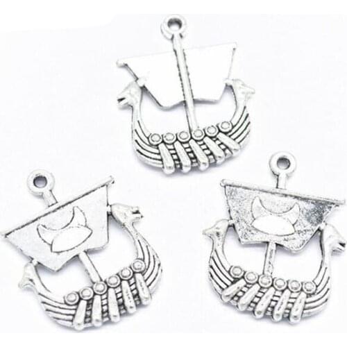 30pcs/lot Alloy Boat Charm Pendant 26*21mm Antique Silver Fit Bracelet Necklace DIY Metal Jewelry