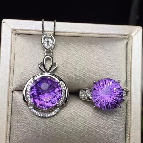 5 carat Natural Amethyst large granule suit 925 silver super brilliant manufacturing