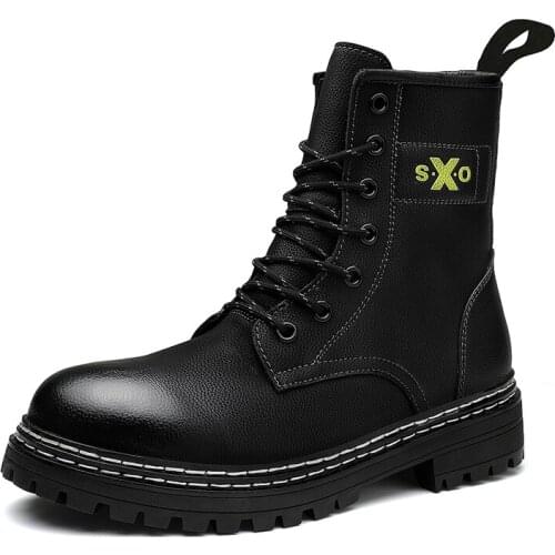 Couple Martin boots leather Plush high top shoes inner heightening mens boots cotton + 5New golf shoes anti slip and wear-resis