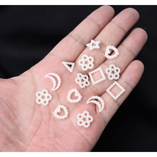 100pcs/lot White Acrylic Imitation Pearl Heart Beads Star Moon Spacer Loose Beads For Jewelry Making Diy Accessories Findings