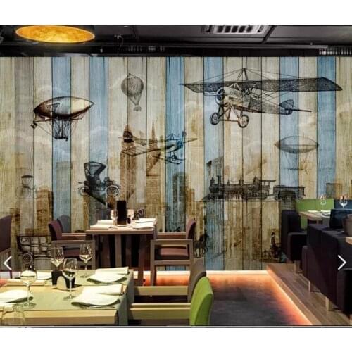 Wood Aircraft 3D Photo Wallpaper Wall Mural for Kids Bedroom Contact Paper Wall Papers Airplane Wall Murals Home Decor Custom
