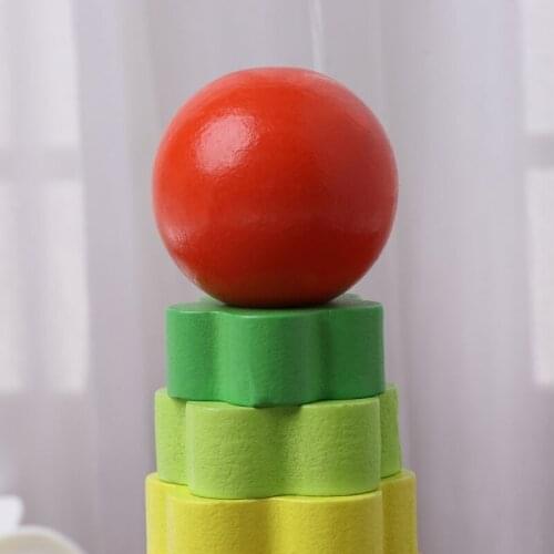 Baby Kid Education Wooden Toy Stacking Nest Learning Stack Up Rainbow Tower Ring